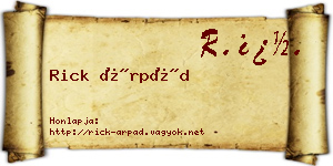 Rick Árpád névjegykártya